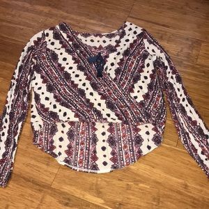 Hollister high low cross tie shirt